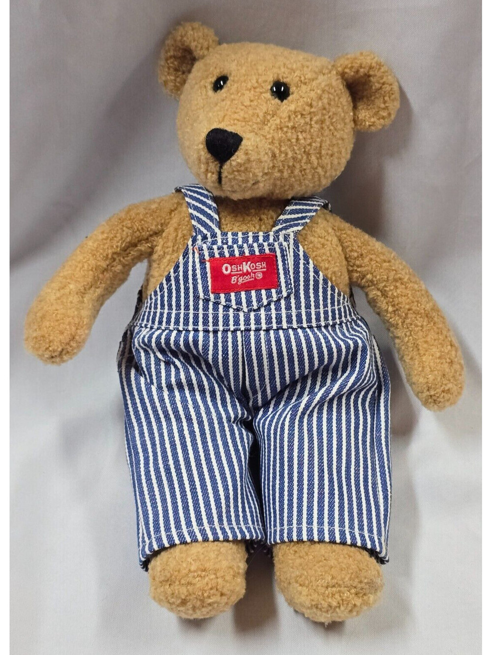 Vintage 11" Eden Toys Osh Kosh B' Gosh Teddy Bear in Striped Overalls Plush